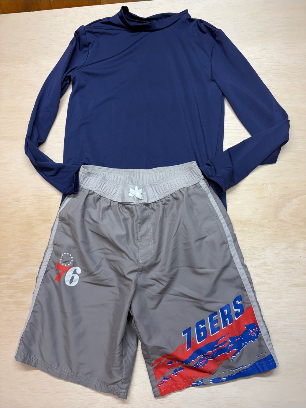 Boy's Philadelphia 76ers Swim Trunks & Navy Rash Guard Set
